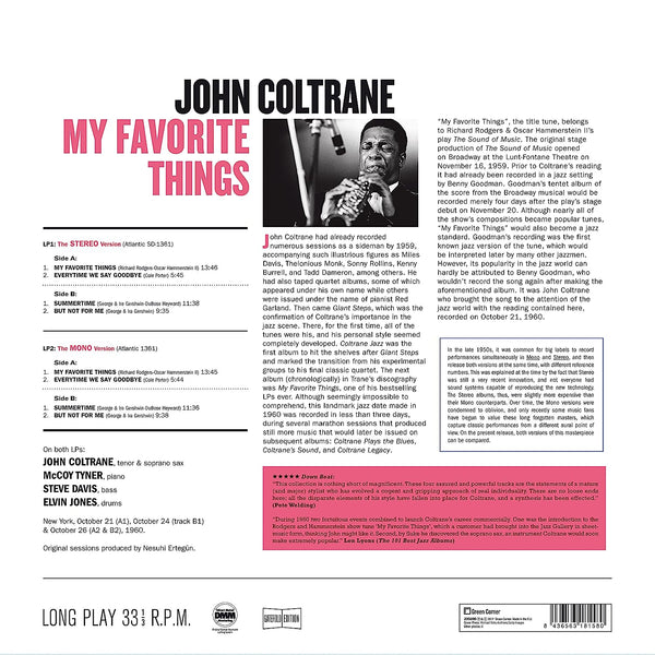 John Coltrane - My Favorite Things - Stereo & Mono versions 2 LP set 180g