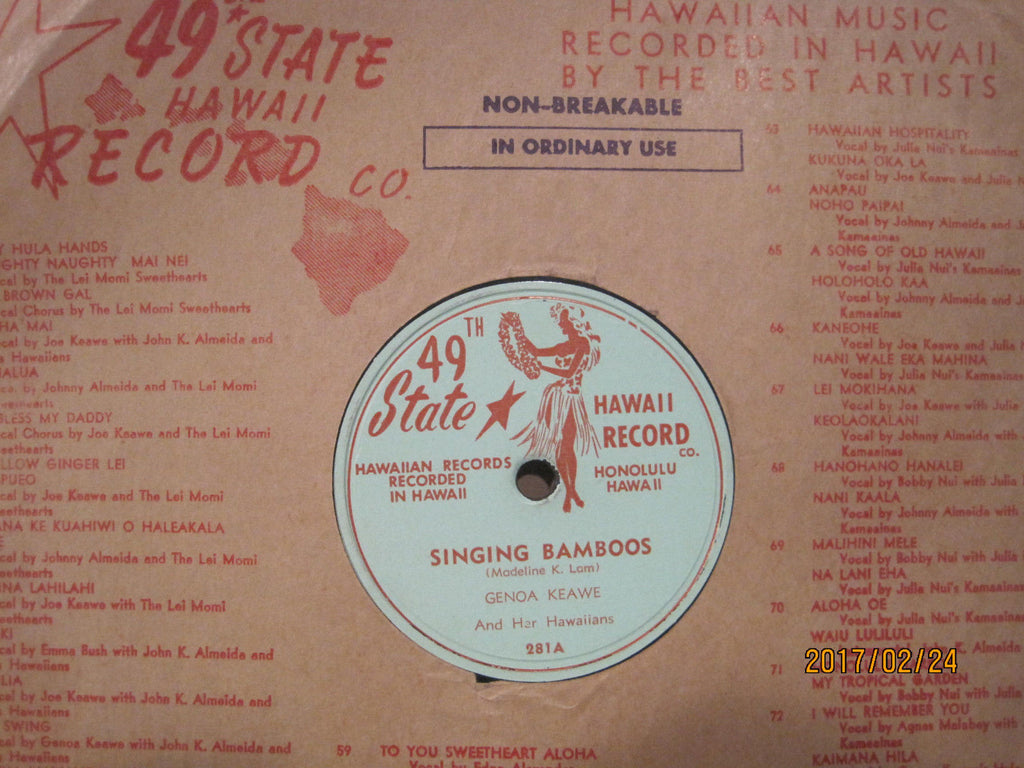 Genoa Keawe - Singing Bamboo b/w Dorothy Kalima - Lei Hulu