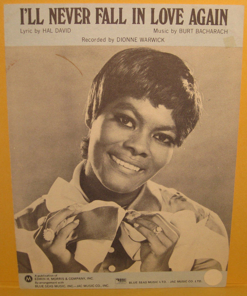 I'll Never Fall in Love Again - 1969 Sheet Music Dionne Warwick