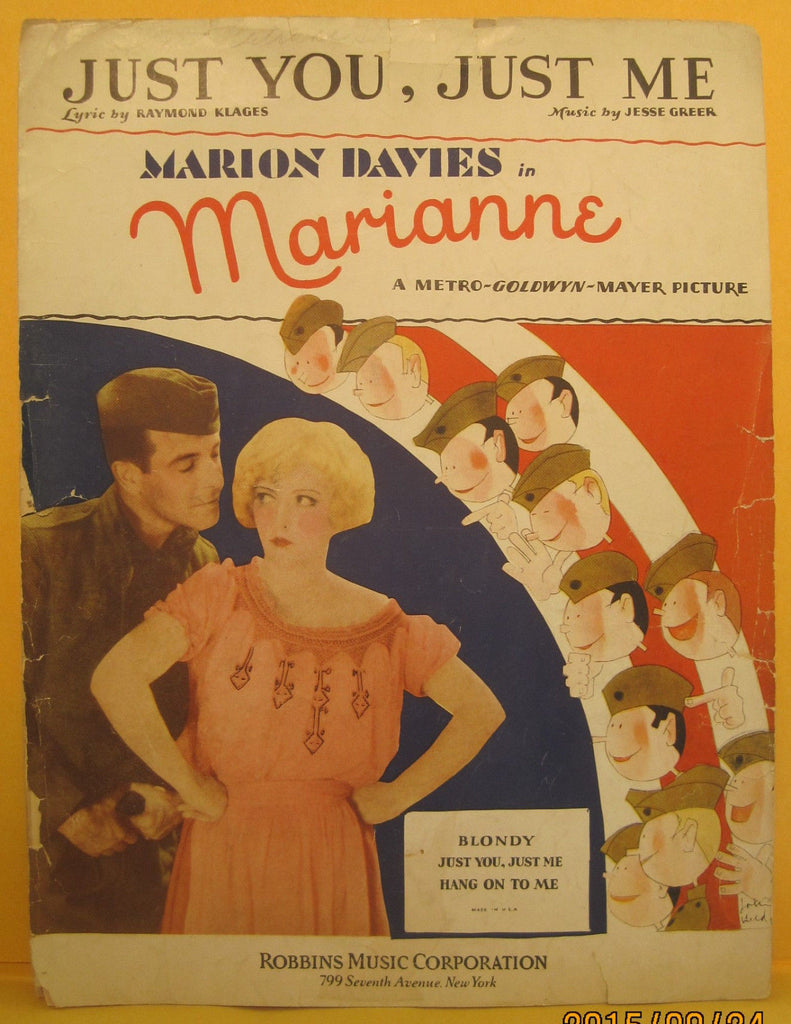 Just You, Just Me - 1929 Sheet Music - Marion Davies