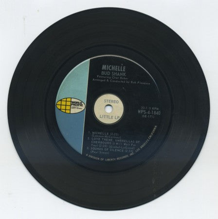 Bud Shank - Michelle/Love Theme, Umbrellas Of Cherbourg (I Will Wait For You)/Sounds Of Silence/ You Don't Have To Be So Nice/Girl/Turn! Turn! Turn! (To Everything There Is A Season)