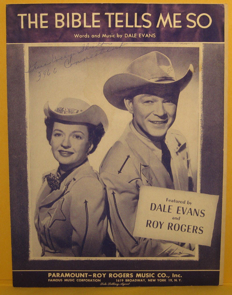 The Bible Tells Me So - 1955 Sheet Music Roy Rogers & Dale Evans