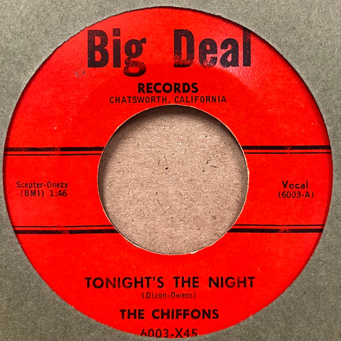 Chiffons - Tonight's The Night b/w Do You Know