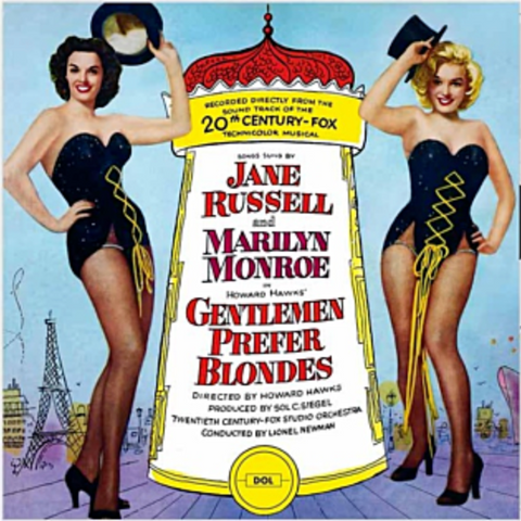 Gentlemen Prefer Blondes - w/ Jane Russell & Marilyn Monroe - import LP on colored vinyl
