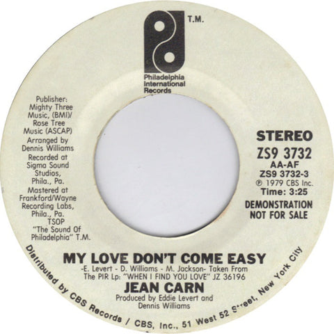 Jean Carn - My Love Don't Come Easy (PROMO - Both Sides)