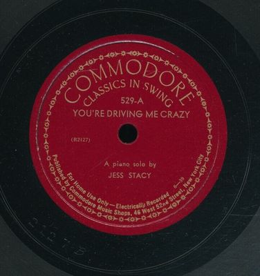Jess Stacy - You're Driving Me Crazy b/w She's Funny That Way