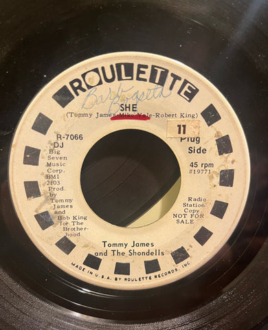 Tommy James & The Shondells - She b/w Loved One - Promo