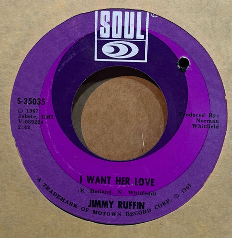 Jimmy Ruffin - Don't You Miss Me a Little Bit Baby b/w I Want Her Love