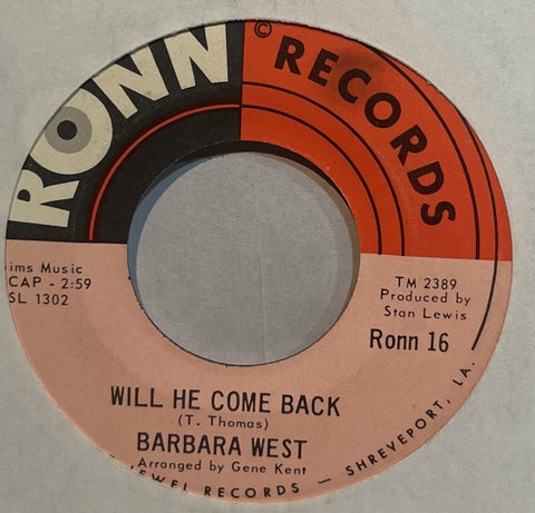 Barbara West - Will He Come Back b/w The Love of My Man