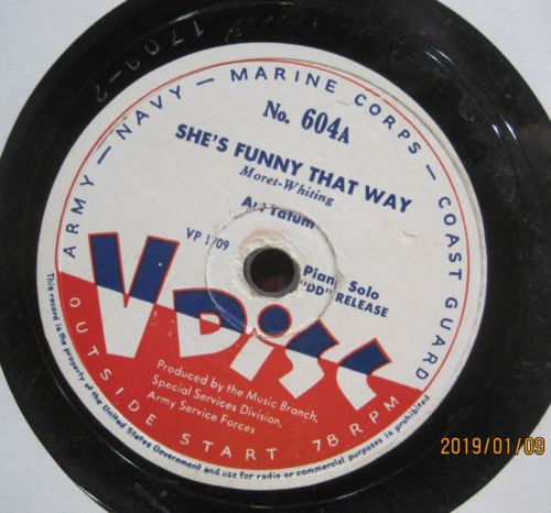 Art Tatum - She's Funny That Way b/w Gershwin Medley V-DISC