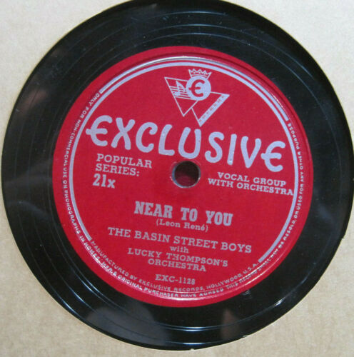 Basin Street Boys with Lucky Thompson's Orch. - Near To You b/w You're Mine Forever