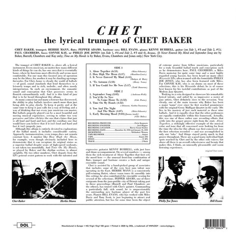 Chet Baker - Chet - 180g Import on BLUE VINYL