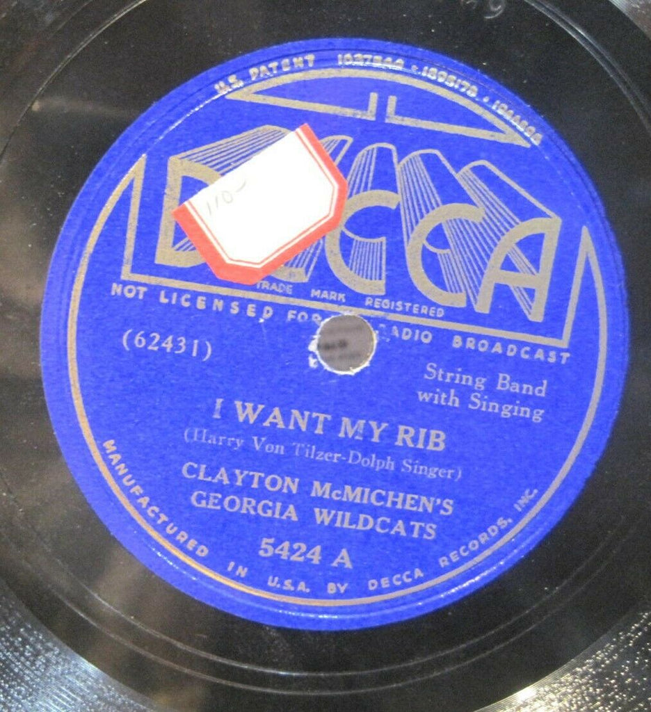 Clayton McMichen's Georgia Wildcats - I Want My Rib b/w Yum Yum Blues