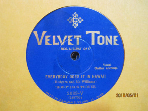 Hobo Jack Turner - Everybody Does It in Hawaii b/w A Hobo's Life is a Happy Life