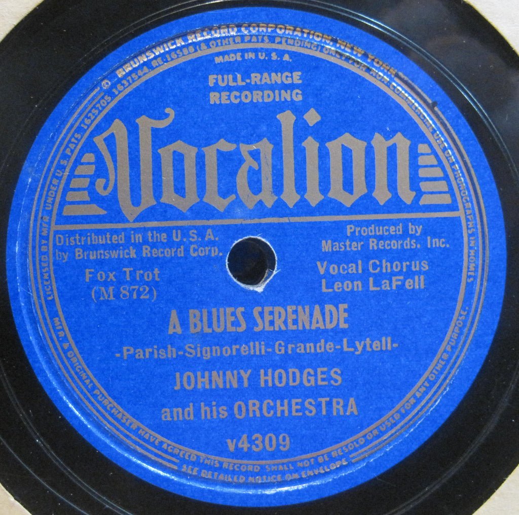 Johnny Hodges - Jitterbug's Lullaby b/w A Blues Serenade