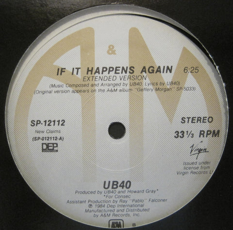 UB40 - If It Happens Again b/w If It Happens Again & Nkomo A Go Go 12"