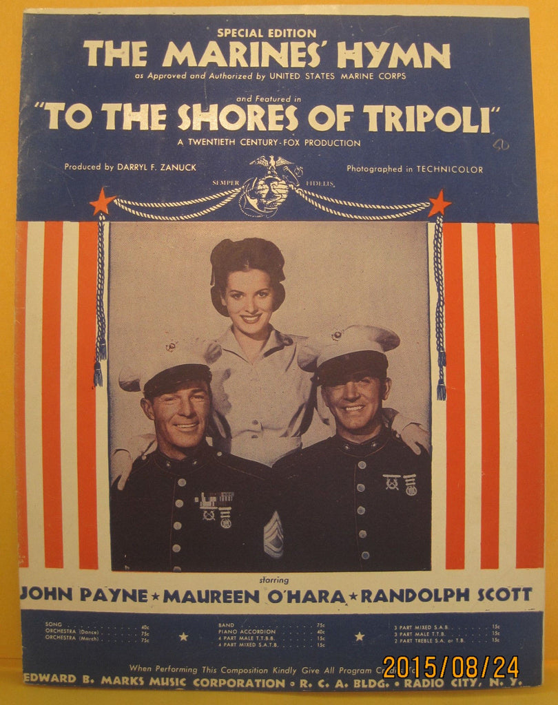 Marine Hymn - 1932 Sheet Music - Maureen O'Hara