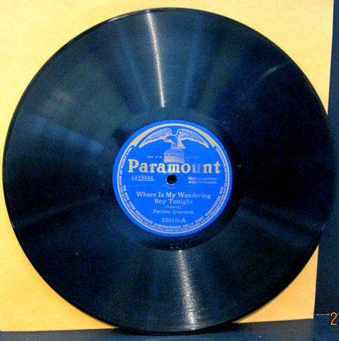 Peerless Quartet "Where Is My Wandering Boy" b/w Mabel Richardson & Marion Cox "Rock Of Ages"