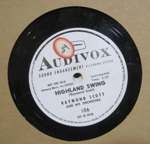Raymond Scott - Highland Swing b/w Honest Injun  Promo