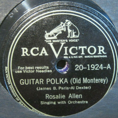 Rosalie Allen - Guitar Polka b/w I Want To Be A Cowboy's Sweetheart