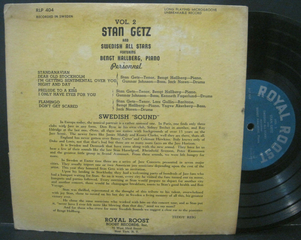 Stan Getz and The Swedish All Stars Volume 2 - 10"