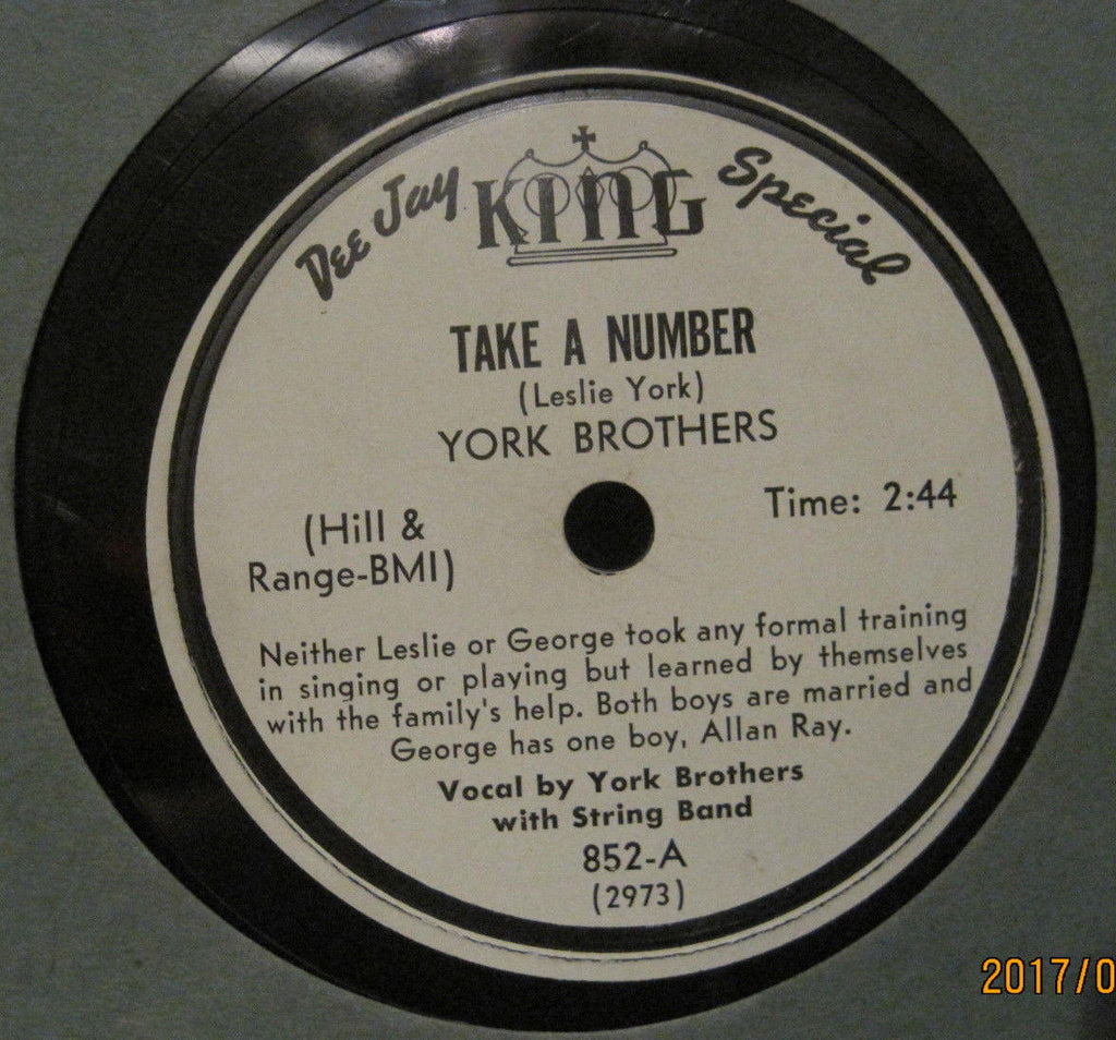 York Brothers - Take A Number b/w Gravy Train