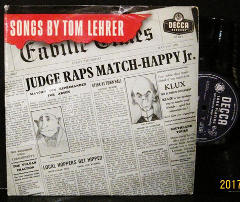 Tom Lehrer - Songs by Tom Lehrer - 10" Lp U.K. Pressing w/ The Old Dope Peddler