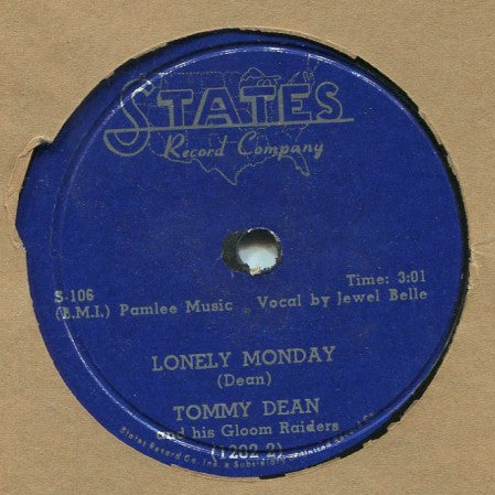 Tommy Dean - Lonely Monday/ Cool One-Groove Two